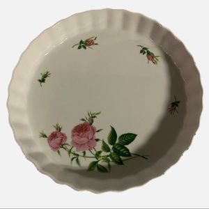Christine Holm Vintage Porcelain Casserole Quiche Pie Plate Dish Floral
